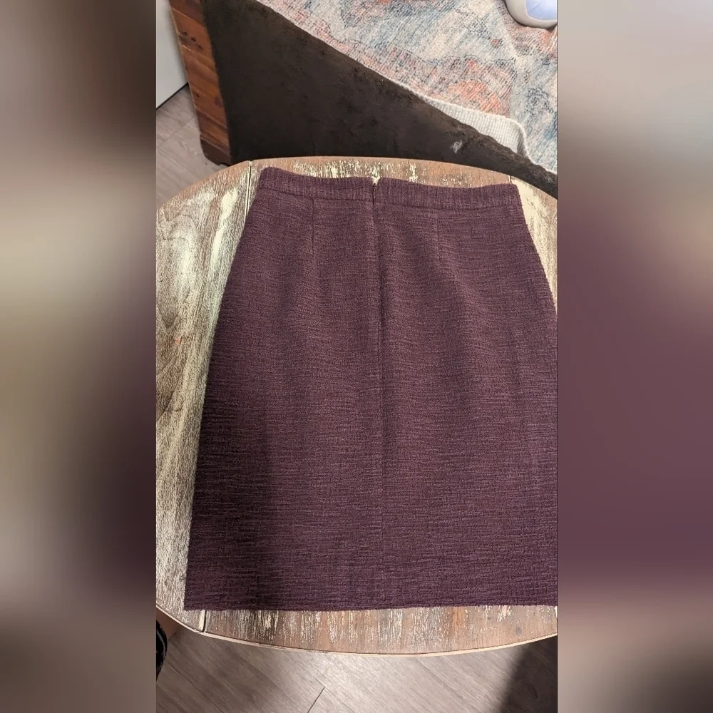 Womens Plum Purple Pencil Skirt with Button Detail - Career Office‎ Chic